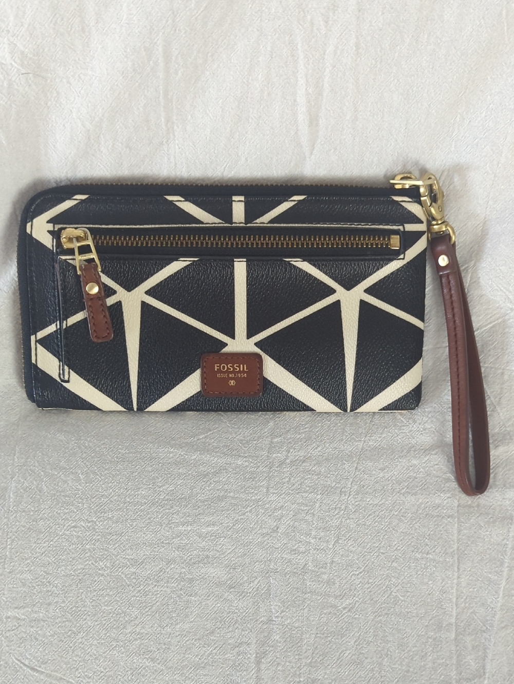 Fossil Emma Geometric Prism Zip Around Wristlet Wallet SWL1383